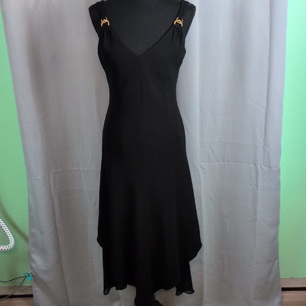 Evan Picone Elegant Black Asymmetrical Dressโ Size 6 New - Picture 2 of 11